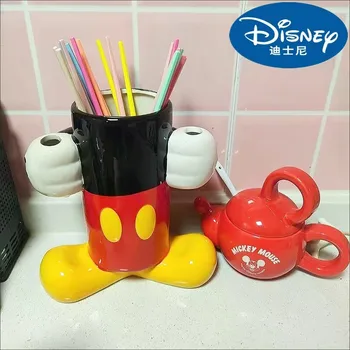 Титуляр с Мики Маус от аниме Дисни, керамично украса за дома, Ваза за цветя, подвижни играчки-кукли, кухненски стойка за пръчки, тръби за съхранение