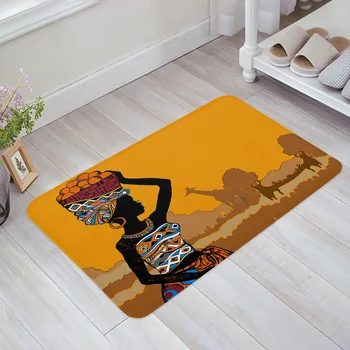 Африканска Негърка С Жирафа, Декоративен противоскользящий килим за баня, Санитарен възел, Кухня, Спалня, Постелки за пода, Мека подложка за влизане в помещението