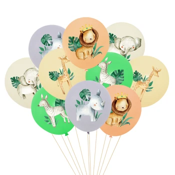 Балон с животни от джунглата, Лъв, Жираф, Слон, Зебра, Латексный топката с конфети, Сафари, украса за парти по случай рожден Ден, Детски балон Wild One