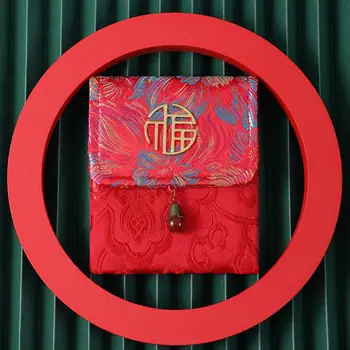 Изискана коприна бродерия, Елегантен, ориенталски чар, китайска коприна червена чанта-плик за сватби, честване на Нова година, елегантна