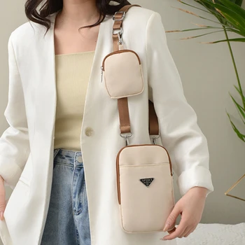 Нова модерна чанта за смяна на мобилния телефон, чанта за карти, найлон многофункционална чанта през рамо, модерен женски портфейл, мини чанта