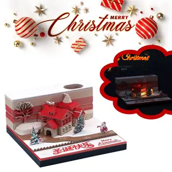 Весел Коледен Къща, Триизмерна украса за водене на бележки, Украса за дома, Подаръци, Бележник за водене на записки, тенис на 3D-бележник H M3q8