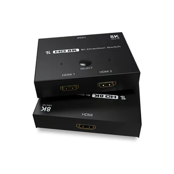 HDMI 2.1 Двупосочен превключвател HDMI 2.1 8K при 60 Hz, двупосочен превключвател HD, съвместими с HDMI, 8K 2x1, сплитер за HD-ключ