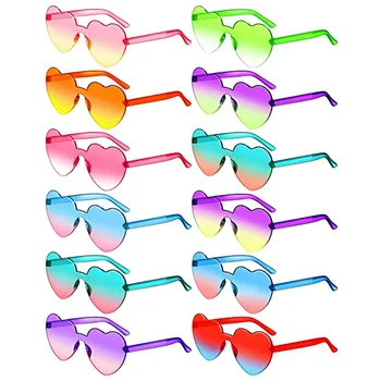 2024 Жените обичат слънчеви очила за партита във формата на сърце, реколта дамски слънчеви очила с UV400 цветове без рамки, дамски слънчеви очила