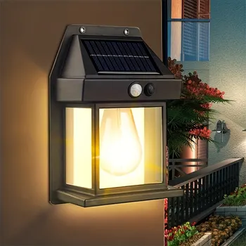 Нова слънчева волфрамова електрическа крушка, градинска водоустойчив интелектуална индукционная стенни лампи, осветление на вътрешния двор, градина, вили, нощни лампи