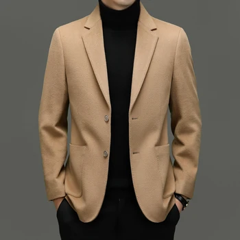 Нов модерен бизнес джентълмен, Красив Британски моден тренд, Всекидневни 100% вълна, монофонични оборудвана Корейски Сватбен блейзър M-5XL