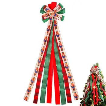 Панделки за Коледната елха, класически завеси за опаковане 2023 Нова Коледна украса от панделки, Венец, лък, Коледна панделка за украса на коледни елхи