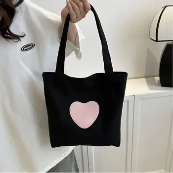Холщовая чанта с изображение на сърцето, нов портфейл, чанта с дръжки с голям капацитет, чанти-незабавни посланици, работа