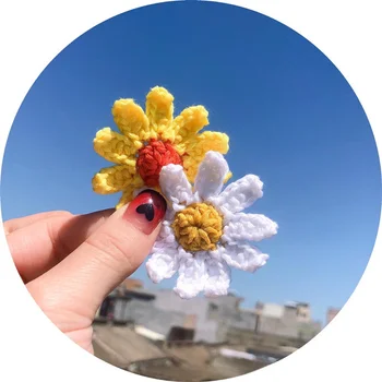 НАПРАВИ си САМ Маргаритка плетене на една Кука за Плетене на цветя с Ръчно изработени Плетива на Цветята елече Шнола-брошка Аксесоари за декорация Апликация