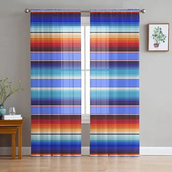 Многоцветни Мексикански ленти, Прозрачни завеси за спални Празнична украса на Прозореца Вуалевая Тюлевая завеса