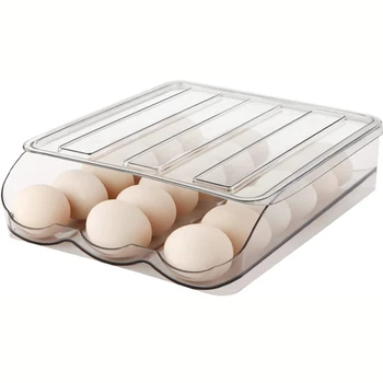 Капацитет за яйца от 1 бр. Органайзер за яйца с автоматично закатыванием за хладилник с капак