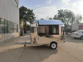 САЩ Количка за хот-дог, пица, кафе, сладолед, хот-дог от неръждаема стомана, подвижни камиони с ремарке за бързо хранене въздушния поток за продажба