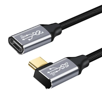 90-градусов удължителен кабел USB 3.1 Type C от мъжа към жената, кабел за бързо зареждане, кабел