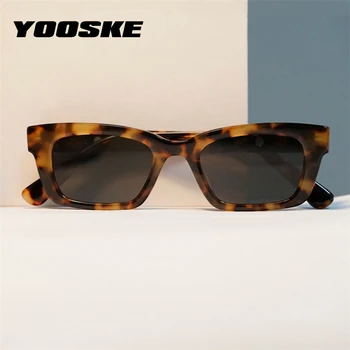 Слънчеви очила YOOSKE Small Rectangle, дамски Ретро-Тесни Vintage Слънчеви очила, Мъжки Маркови дизайнерски очила в стил Хип-хоп, Очила с UV400