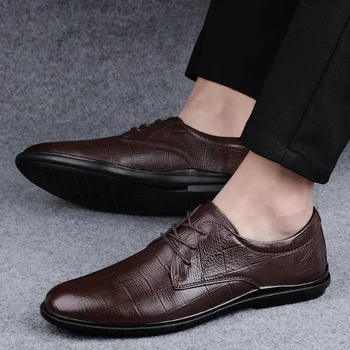 Нова мъжка официална бизнес обувки, луксозни мъжки модел обувки, кожени мъжки ежедневни кожени сватбени лоферы, мъжки Zapatos
