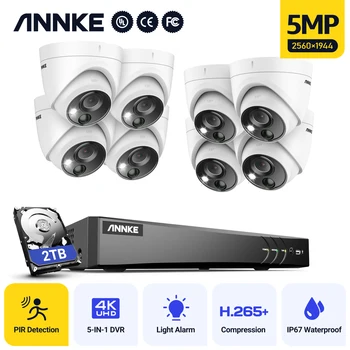ANNKE 5MP Ultra HD 8CH DVR Система от Камери за Сигурност С 4ШТ Пълноцветен, Комплект за Нощно Виждане Home Outdoor Indoor ВИДЕОНАБЛЮДЕНИЕ Surveillance Kit