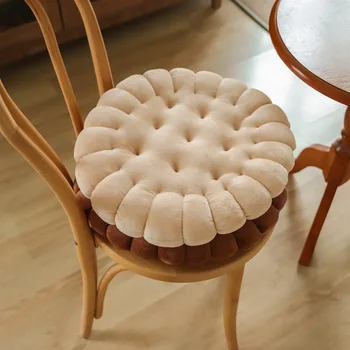 Мека / дишаща / Японска възглавница татами / Възглавница за стол във формата на бисквитка / Прост дизайн, однотонная удебелена плюшен възглавница
