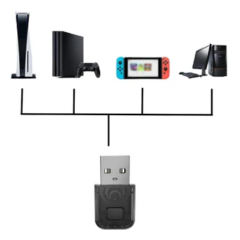 Безжичен USB адаптер, за да геймърски слушалки PS5 / PS4, контролер Bluetooth приемник и предавател за игрови аксесоари за Nintendo Switch
