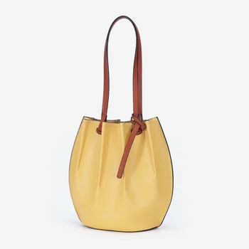 Нова мода и минималистичная дамска чанта-кофа от телешка кожа с голям капацитет
