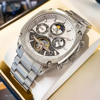 AILANG 2023 Нови Модни Механични часовници Tourbillon Skeleton, Луминесцентни Водоустойчив Мъжки часовник Луксозна марка с седмичен календар