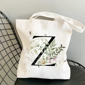 Холщовая чанта с растително принтом, женствена чанта през рамо, модерен памучни торбички за пазаруване с букви, дамски чанти за ръце, чанти-тоут за жени 2023 г.