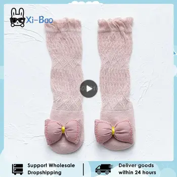 1 бр. детски чорапи с кавайным интериор, нескользящие чорапи принцеса над коляното с лък за момчета, чорапи за новородени с дишаща мрежа за комари