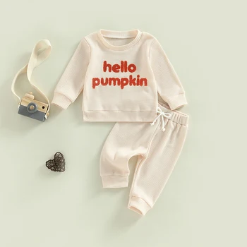 Нови Детски костюми за Хелоуин от 2 теми, hoody с дълги ръкави и с бродерия във вид на размити букви + панталони, Комплект дрехи за бебета 0-24 месеца