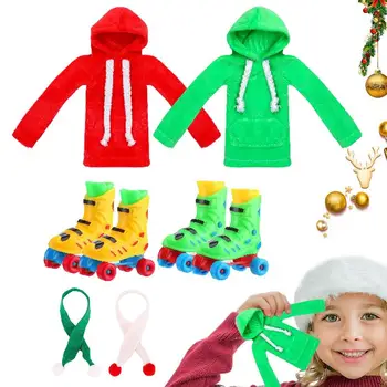 Подпори за занимания с елфите 6шт Коледен костюм на Елф, комплект за преобличане, Сувенири за Коледно парти, подаръци за внучат и деца