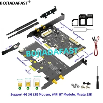 PCI-E 1X За Mini PCIe mPCIe и MSATA Слот Адаптер Конвертор Карти 1 Притежателят на СИМ-Карта за 2 Антени За Модул Wi-Fi, 3G и 4G LTE Модем Msata SSD