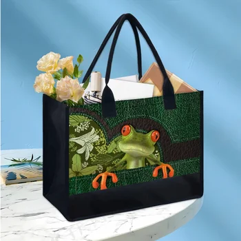 Персонални дамски чанти-тоут с лягушачьим дизайн, популярна елегантна чанта на рамото за пътувания, партита, чанта за съхранение на козметика, Пазарска чанта