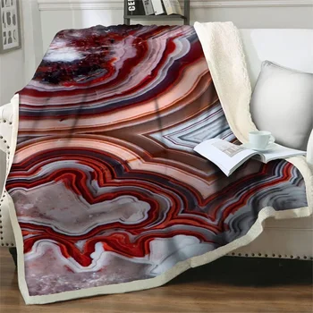 3D Абстрактен модел от червен мрамор Меки Наметала за легла, мека мебел, дома, на Топло Стеганое одеяло, калъф за сън, Джобно одеяло за пикник