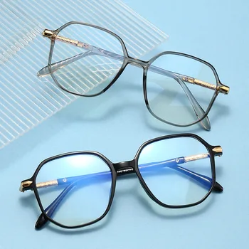 Нови плоски слънчеви очила в незаконния голям рамка в ретро стил, прозрачни компютърни очила с защита от синя светлина, модерен лек дограма
