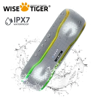 WISETIGER Bluetooth Високоговорител 25 W Безжичен IPX7 Водоустойчив Високоговорител Къмпинг Звукова Кутия BT5.3 RGB Светлина Стерео Съраунд Високоговорител