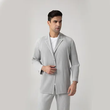 Нов пролетен ден за ден яке Miyake Fold 2024, обикновен костюм с гънки Advanced Sense, Без драперия, просто палто