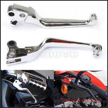 2 мотоциклетни лост, ръчната спирачка и съединител за Harley Sportster XL Dyna Heritage Softail Touring с широк нож, хромирани лостове на формата на черепа