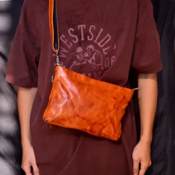 AETOO Кожени мъжки и дамски универсална чанта през рамо с едно рамо design sense, нишевая мъжка чанта за крайградски пътувания, ежедневни малка чанта кроссбоди