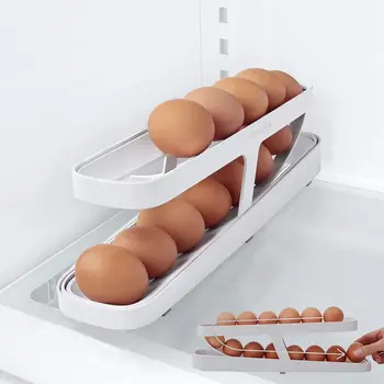 Контейнер за бели яйца Пластмасова тава за пресни продукти Преносим Хладилник-опаковка на яйца за кухненско контейнер