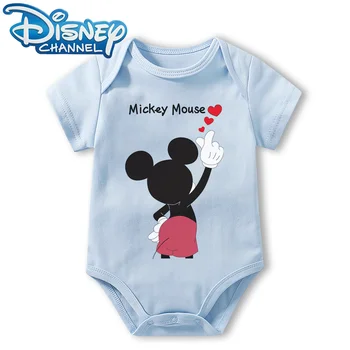 Детски дрехи Боди за новородени Гащеризони за момчета и момичета Disney Mickey Mouse Плъзгачи с къси ръкави и Гащеризони от 0 до 12 месеца