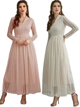 Есен вечерна рокля от Мароко, мюсюлмански дамски Мрежести Отворени Абайи, Индийски Абайи, Елегантни рокли, с дълъг кафтан, Големи рокли
