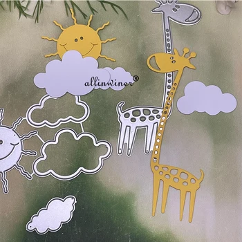 Жираф, слънце, облаци, шаблони за рязане на метал, шаблони за DIY, scrapbooking, Декоративно щамповане, шаблон за щанцоване ръчно изработени