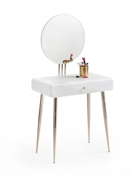 Тоалетка с огледало в скандинавски стил, спалня, Малък апартамент, прост и лесен, луксозен масичка за грим от неръждаема стомана