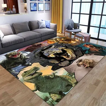 Детски игри килим с динозавром от картун аниме, мек фланелен килими с 3D-принтом за всекидневната, подложка за пода в спалнята, подложки за детска площадка