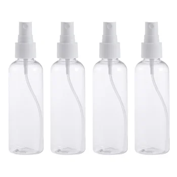 4шт 100 МЛ, Прозрачни Празни флакони-опаковки за еднократна употреба за козметични продукти, еднократен контейнер за пътуване с бял спрей
