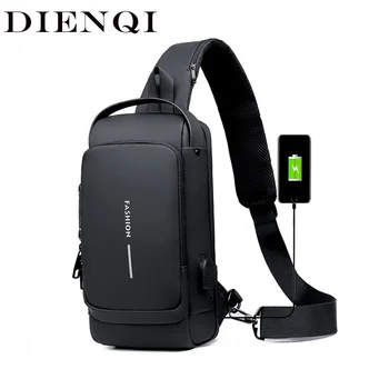 Водоустойчив ежедневни нагрудная чанта, мъжка богат на функции анти-кражба USB зареждане, мъжка чанта през рамо, пътна нагрудная чанта от лачена кожа Pack Мал