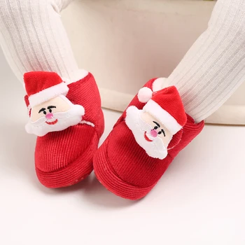 Детска коледна обувки За новородени коледа момчета и момичета, прекрасни зимни ботуши на Дядо Коледа, меки детски първите проходилка