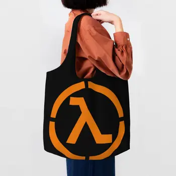 Гореща видео игра Half Life с логото на Lambda, чанта за пазаруване, дамски Скъпа холщовая чанта за пазаруване, чанти голям капацитет, чанта