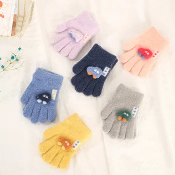 Детски ръкавици за момчета 1-3 години, зимни възли Меки топли детски ръкавици от сладки анимационни автомобил, ръкавици за момичета с пълни пръсти