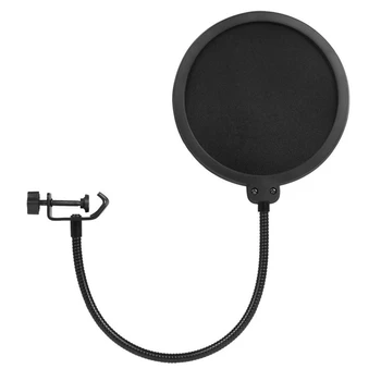 Защита от пръскане, 1 бр., black dual микрофон за запис, ветрозащитный и който предпазва от счупвания на калъф за микрофон за звукозаписно студио