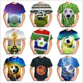 Летни детски ежедневни футболни тениски за по-малките тийнейджъри, тениски с футболни принтом за момчета и момичета, дрехи за деца от 4 до 13 години, тениски за парти по случай рождения ден