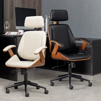 Компютърен стол за дома, удобно за по-дълъг сядане, Отвличане на въртящо се стол от масивно дърво, стол началник на офис, офис стол